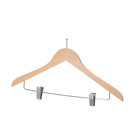 Image CINTRES ANTI VOL AVEC PINCES  44,5x1,2x24,5 CM NATUREL BOIS (48 UNITÉ) #1