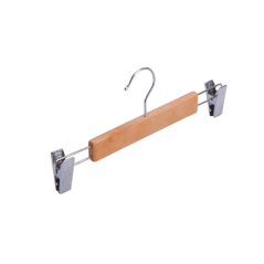 Image CINTRES PANTALONS AVEC PINCES  28 CM NATUREL BOIS (48 UNITÉ) #1