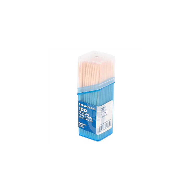 BOÎTES DE 100 CURE-DENTS RONDS  6,5 CM NATUREL BOIS (480 UNITÉ)