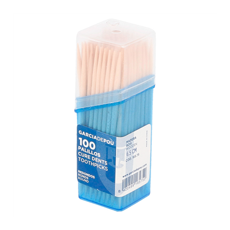 Image BOÎTES DE 100 CURE-DENTS RONDS  6,5 CM NATUREL BOIS (480 UNITÉ) #1