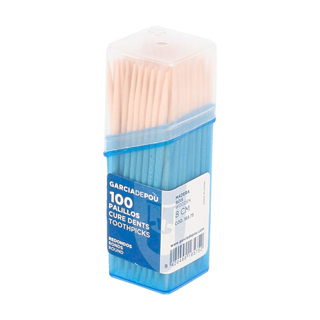 BOÎTES DE 100 CURE-DENTS RONDS  6,5 CM NATUREL BOIS (480 UNITÉ)