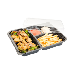 Image COFFRETS POUR REPAS 4 COMPART. 24,2x18,2x4,5 CM NOIR PP (400 UNITÉ) #1