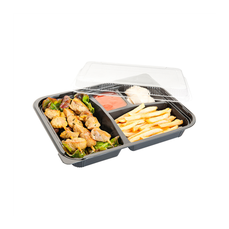 Image COFFRETS POUR REPAS 4 COMPART.  24,2x18,2x4,5 CM NOIR PP (400 UNITÉ) #1