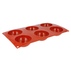 Image MOULE DEMI SPHÈRE Ø 7x3,5 CM  17,5x30 CM ROUGE SILICONE (1 UNITÉ) #1