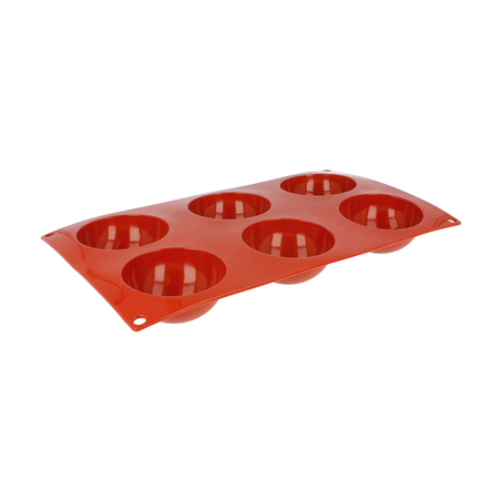 Image MOULE DEMI SPHÈRE Ø 7x3,5 CM  17,5x30 CM ROUGE SILICONE (1 UNITÉ) #1