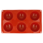 Image MOULE DEMI SPHÈRE Ø 7x3,5 CM  17,5x30 CM ROUGE SILICONE (1 UNITÉ) #3