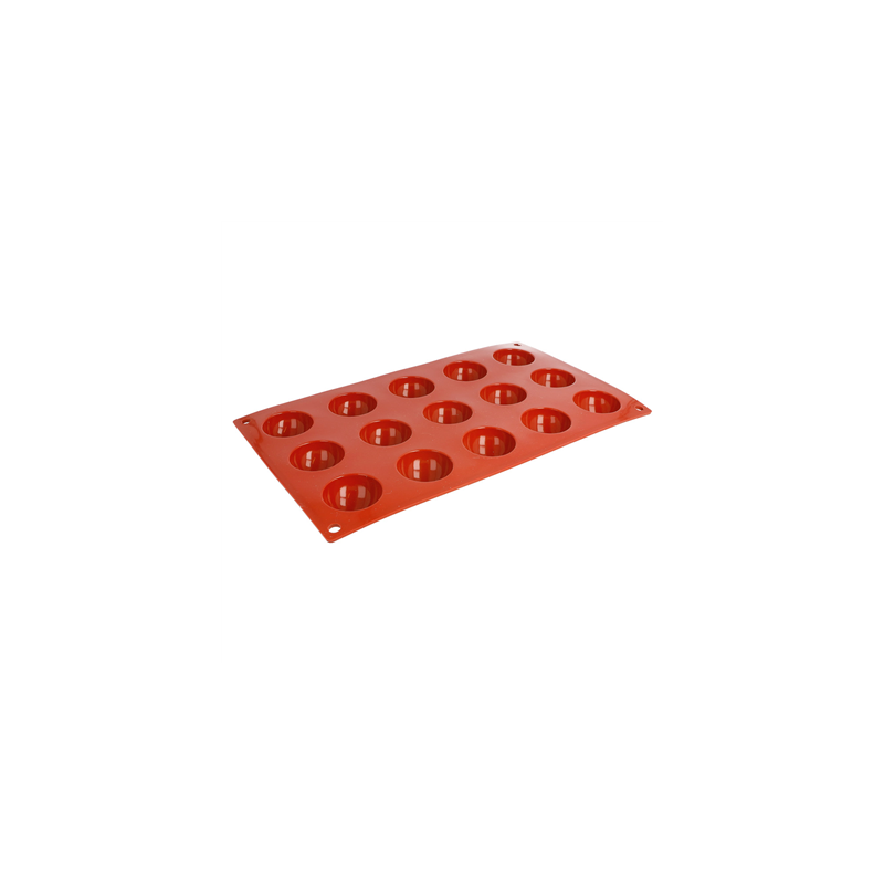 MOULE DEMI SPHÈRE Ø 4x2 CM  17,5x30 CM ROUGE SILICONE (1 UNITÉ)