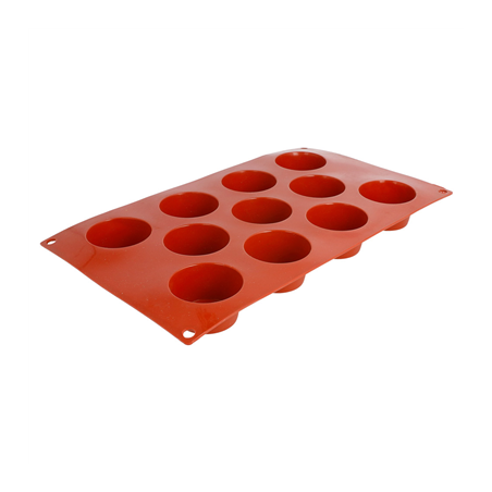 Image MOULE MUFFIN Ø5,1x2,8 CM  17,5x30 CM ROUGE SILICONE (1 UNITÉ) #1