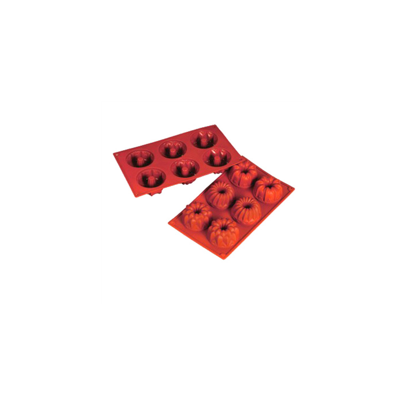 MOULE BRIOCHETTE Ø 7,5x4 CM  17,5x30 CM ROUGE SILICONE (1 UNITÉ)