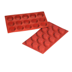 Image MOULE PETIT FOUR Ø 5x1,5 CM  17,5x30 CM ROUGE SILICONE (1 UNITÉ) #1