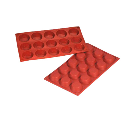 Image MOULE PETIT FOUR Ø 5x1,5 CM  17,5x30 CM ROUGE SILICONE (1 UNITÉ) #1