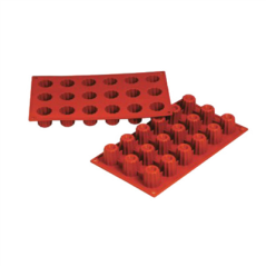Image MOULE CANNELÉ Ø 3,5x3,5 CM  17,5x30 CM ROUGE SILICONE (1 UNITÉ) #1