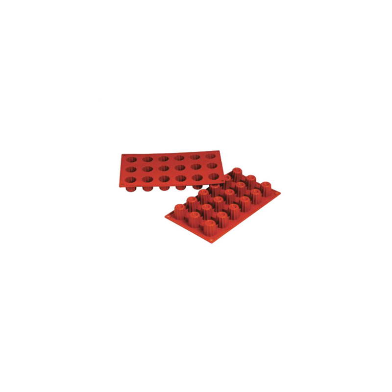 MOULE CANNELÉ Ø 3,5x3,5 CM  17,5x30 CM ROUGE SILICONE (1 UNITÉ)