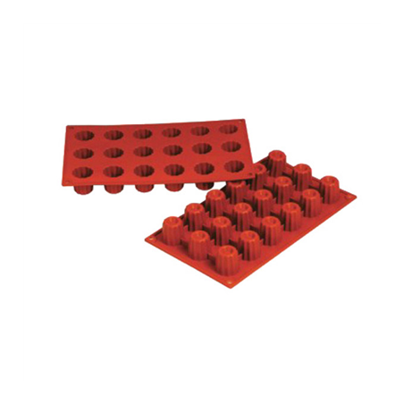 Image MOULE CANNELÉ Ø 3,5x3,5 CM  17,5x30 CM ROUGE SILICONE (1 UNITÉ) #1