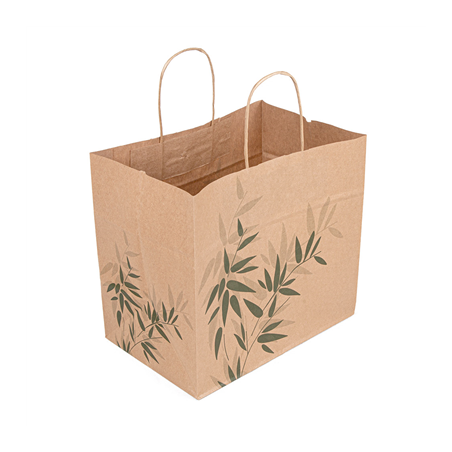 Image SACS SOS AVEC ANSES "TRAITEUR" 'FEEL GREEN' 80 G/M2 26+17x24 CM NATUREL KRAFT (250 UNITÉ) #1