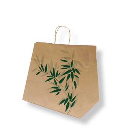 Image SACS SOS AVEC ANSES "TRAITEUR" 'FEEL GREEN' 90 G/M2 32+21x28,5 CM NATUREL KRAFT (250 UNITÉ) #1