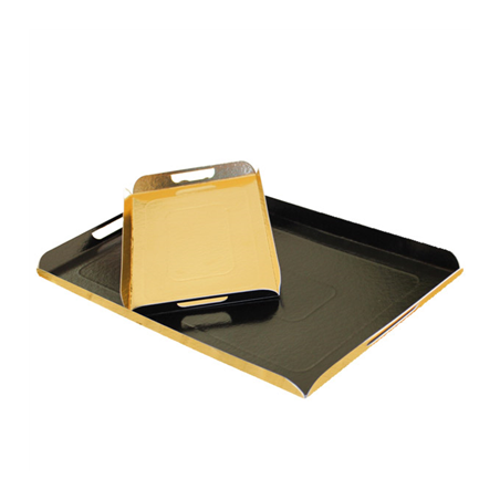 Image PLATEAUX AVEC ANSES  750 G/M2 24x38+2 CM NOIR/OR CARTON (100 UNITÉ) #1