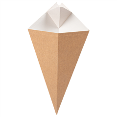 Image CORNETS AVEC LANGUETTES 'THEPACK' 250 G 220 G/M2 16,5x27 CM NATUREL/BLANC CARTON ONDULÉ NANO-MICRO (1200 UNITÉ) #1