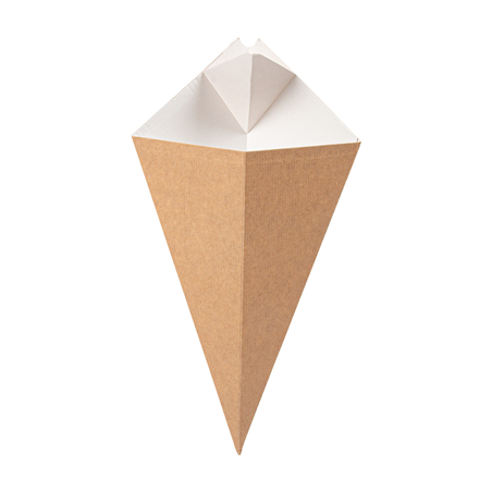 Image CORNETS AVEC LANGUETTES 'THEPACK' 250 G 220 G/M2 16,5x27 CM NATUREL/BLANC CARTON ONDULÉ NANO-MICRO (1200 UNITÉ) #1