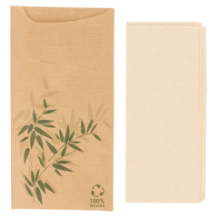Image SACS COUVERTS + SERVIETTE 'JUST IN TIME - FEEL GREEN' 80 + 10PE G/M2 11,2x22,5 CM NATUREL KRAFT VERGÉ (400 UNITÉ) #3