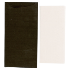 Image SACS COUVERTS + SERVIETTE 'JUST IN TIME' 80 + 10PE G/M2 11,2x22,5 CM NOIR KRAFT VERGÉ (400 UNITÉ) #3