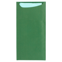 Image SACS COUVERTS + SERVIETTE 'JUST IN TIME' 80 + 10PE G/M2 11,2x22,5 CM VERT KRAFT VERGÉ (400 UNITÉ) #1