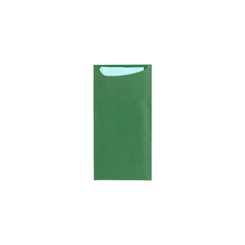 SACS COUVERTS + SERVIETTE 'JUST IN TIME' 80 + 10PE G/M2 11,2x22,5 CM VERT KRAFT VERGÉ (400 UNITÉ) SACS COUVERTS + SERVIETTE 'JUST IN TIME' 80 + 10PE G/M2 11,2x22,5 CM VERT KRAFT VERGÉ (400 UNITÉ)