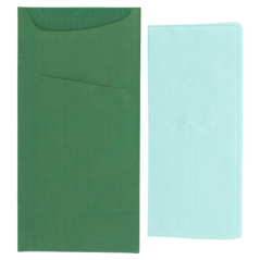 Image SACS COUVERTS + SERVIETTE 'JUST IN TIME' 80 + 10PE G/M2 11,2x22,5 CM VERT KRAFT VERGÉ (400 UNITÉ) #3