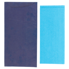 Image SACS COUVERTS + SERVIETTE 'JUST IN TIME' 80 + 10PE G/M2 11,2x22,5 CM BLEU KRAFT VERGÉ (400 UNITÉ) #3