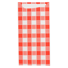 Image SACS COUVERTS + SERVIETTE 'JUST IN TIME - VICHY' 90 + 10PE G/M2 11,2x22,5 CM BLANC CELLULOSE (400 UNITÉ) #1