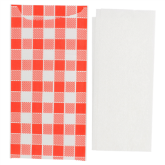 Image SACS COUVERTS + SERVIETTE 'JUST IN TIME - VICHY' 90 + 10PE G/M2 11,2x22,5 CM BLANC CELLULOSE (400 UNITÉ) #3