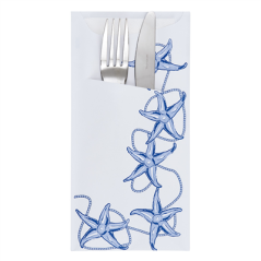 Image SACS COUVERTS + SERVIETTE 'JUST IN TIME - ANTIBES' 90 + 10PE G/M2 11,2x22,5 CM BLANC CELLULOSE (400 UNITÉ) #1