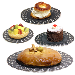 DENTELLES RONDES AJOURÉES  40 G/M2 Ø 9 CM NOIR PAPIER (250 UNITÉ)