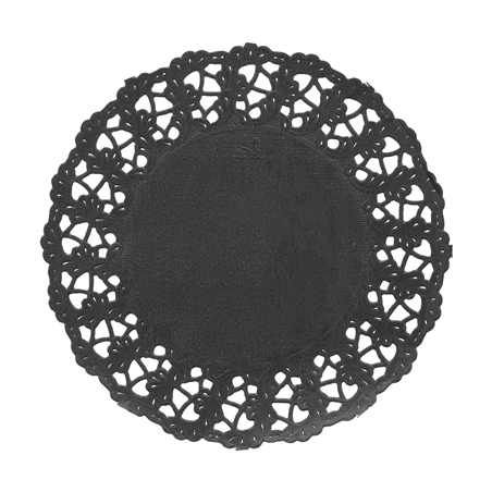 Image DENTELLES RONDES AJOURÉES  40 G/M2 Ø 11,5 CM NOIR PAPIER (250 UNITÉ) #1
