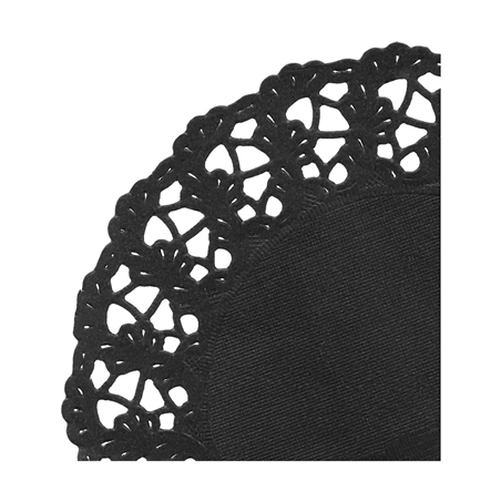 DENTELLES RONDES AJOURÉES  40 G/M2 Ø 11,5 CM NOIR PAPIER (250 UNITÉ)