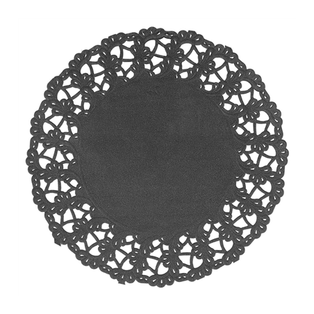 Image DENTELLES RONDES AJOURÉES  40 G/M2 Ø 14 CM NOIR PAPIER (250 UNITÉ) #1
