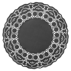 Image DENTELLES RONDES AJOURÉES  40 G/M2 Ø 21,5 CM NOIR PAPIER (250 UNITÉ) #1