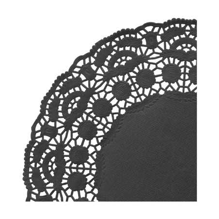 DENTELLES RONDES AJOURÉES  40 G/M2 Ø 21,5 CM NOIR PAPIER (250 UNITÉ)
