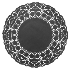 Image DENTELLES RONDES AJOURÉES  40 G/M2 Ø 24 CM NOIR PAPIER (250 UNITÉ) #1