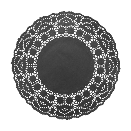 Image DENTELLES RONDES AJOURÉES  40 G/M2 Ø 24 CM NOIR PAPIER (250 UNITÉ) #1