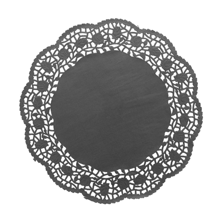 Image DENTELLES RONDES AJOURÉES  40 G/M2 Ø 27 CM NOIR PAPIER (250 UNITÉ) #1