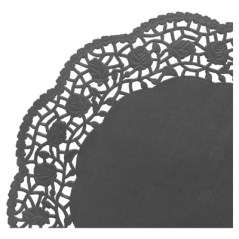 DENTELLES RONDES AJOURÉES  40 G/M2 Ø 27 CM NOIR PAPIER (250 UNITÉ)