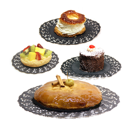 DENTELLES RONDES AJOURÉES  40 G/M2 Ø 34 CM NOIR PAPIER (250 UNITÉ)