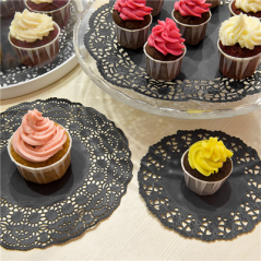 Image DENTELLES RONDES AJOURÉES  40 G/M2 Ø 34 CM NOIR PAPIER (250 UNITÉ) #4