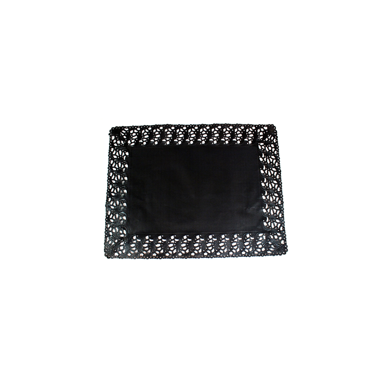 DENTELLES RECTANGULAIRES AJOURÉES  40 G/M2 50x40 CM NOIR PAPIER (250 UNITÉ)