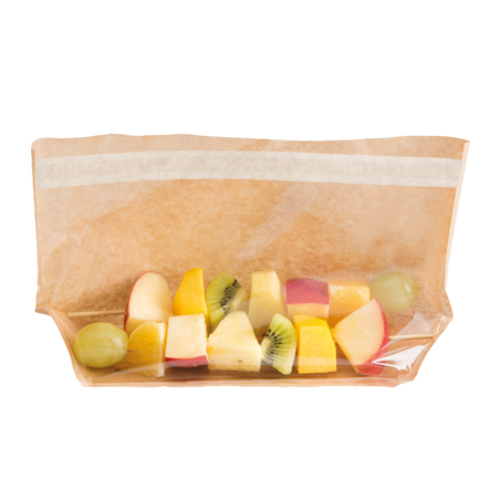 Image RÉCIPIENTS AVEC BASE ET FENÊTRE AUTO FERMETURE 'TURTLE PACK' 50 G/M2 + 15 PP 27+4/4x15 CM NATUREL KRAFT (100 UNITÉ) #1