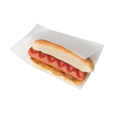 Image SACHETS OUVERTS BROCHETTES, HOT DOGS 'OPEN PACK' 35 G/M2 + 10 LDPE 20x13/10 CM BLANC KRAFT (100 UNITÉ) #1