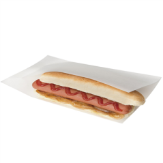 Image SACHETS OUVERTS BROCHETTES, HOT DOGS 'OPEN PACK' 35 G/M2 + 10 LDPE 25x13/10 CM BLANC KRAFT (100 UNITÉ) #1