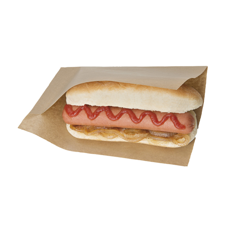 Image SACHETS OUVERTS BROCHETTES, HOT DOGS 'OPEN PACK' 35 G/M2 + 10 LDPE 20x13/10 CM NATUREL KRAFT (100 UNITÉ) #1