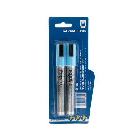 Image 2 U. FEUTRES FLUORESCENTS FINS  Ø 1,5x14 CM BLEU FEUTRE (1 UNITÉ) #1